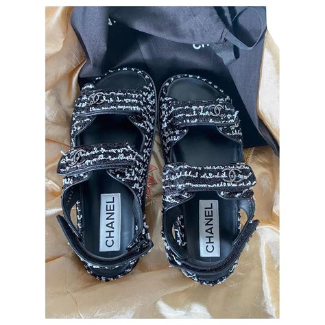 chanel sandals jeans|chanel dad sandals tweed.